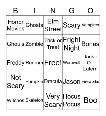 Halloween Bingo Card