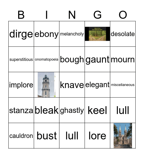 Vocabulary Bingo Card