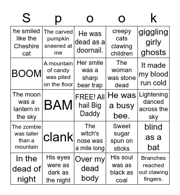 Halloween Figurative Language Bingo Card