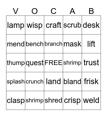 Fourth Grade Bingo Card