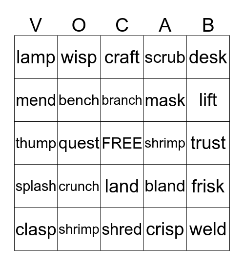 Fourth Grade Bingo Card