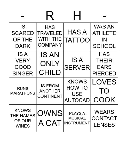 MINGLE BINGO  Bingo Card