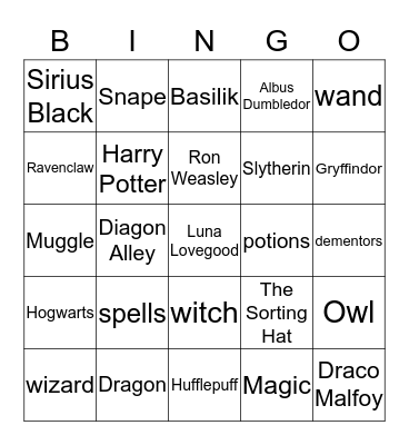 Hogwarts Bingo Card