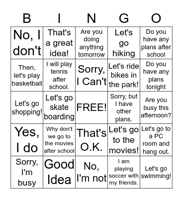 Unit 3: Go Out and Get Sunlight Bingo Card