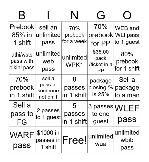 GSA Bingo Card