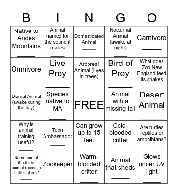 Little Critters meet some Rookies and Beasts! Bingo Card