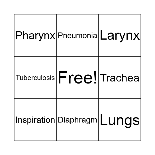 RESPIRATORY BINGO Card