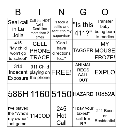 SDPD COMMUNICATIONS PHONES BINGO Card