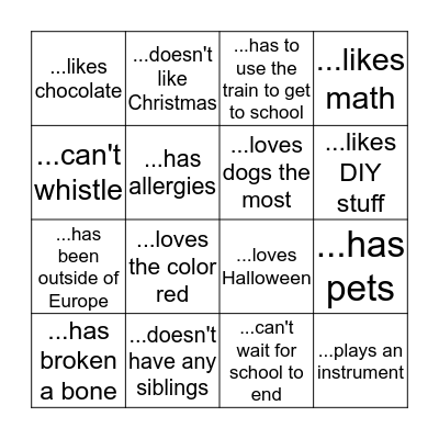 Someone who... Bingo Card