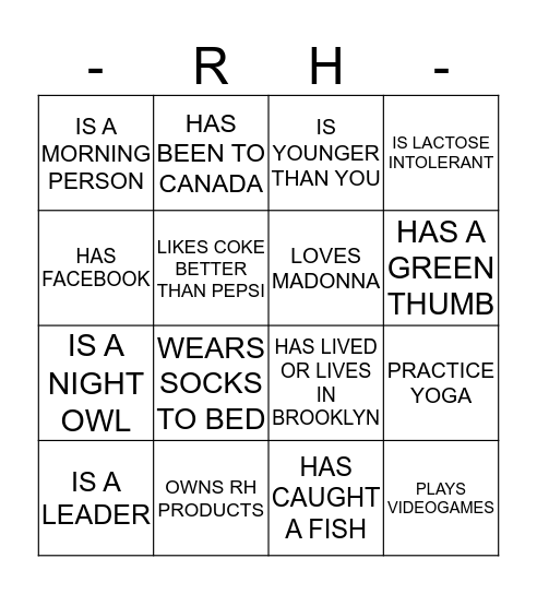 MINGLE BINGO  Bingo Card