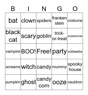 Halloween Bingo Card