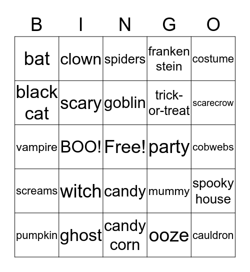 Halloween Bingo Card