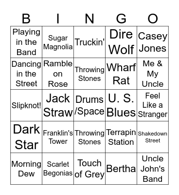 Dead & Co 10/31 Bingo Card