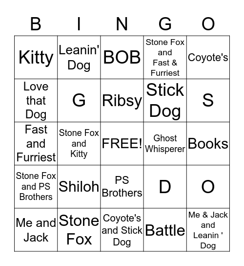 Battle of the Books Bingo Card
