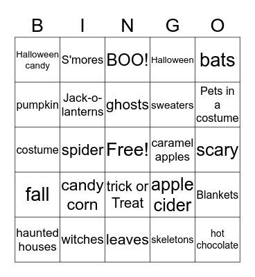 Halloween Bingo Card