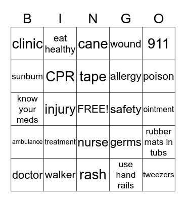 Safety Bingo Card