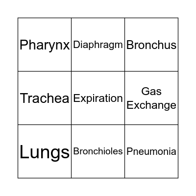 RESPIRATORY SYSTEM Bingo Card