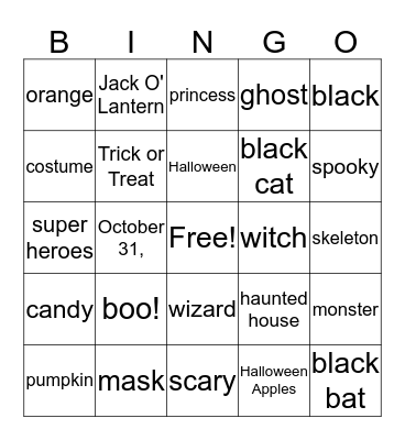 Halloween 2019 Bingo Card