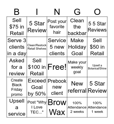 The Electric Chair - November Bingo Card