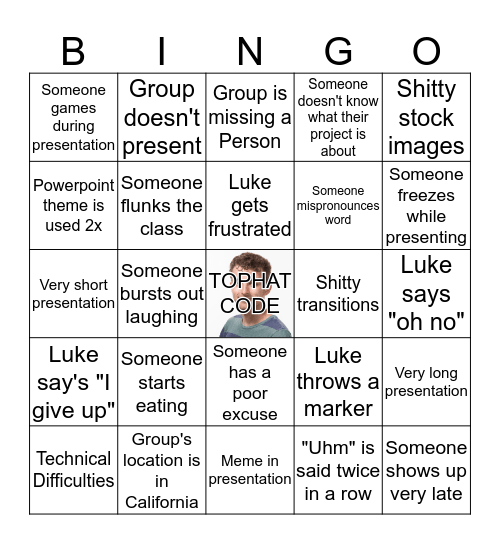 Luke's FYS Class  Bingo Card