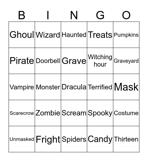Seattle Hill Spooky Bingo Card