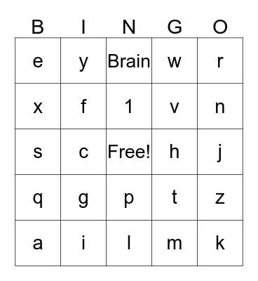 Human Body Bingo Card