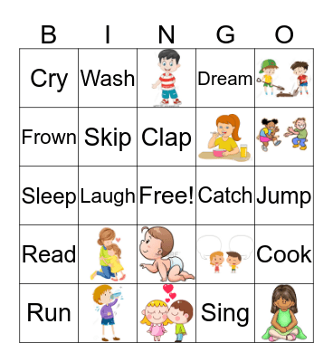 Action Verb Bingo Card