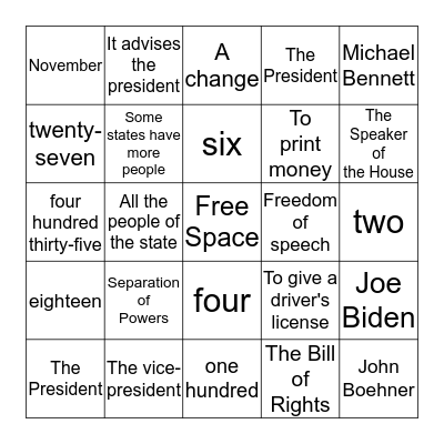 CITIZENSHIP Bingo Card