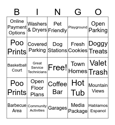 Boulder Canyon Bingo Card
