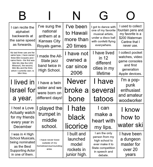 interviewstream bingo Card