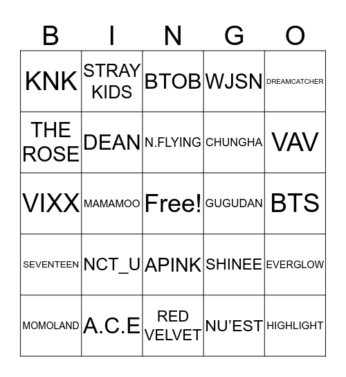 Bingle Bangle Bingo Card