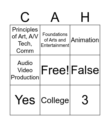 Communications Arts High School  Bingo Card