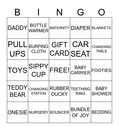 MELANIE'S BABY SHOWER Bingo Card