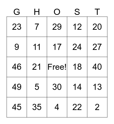 HALLOWEEN Bingo Card