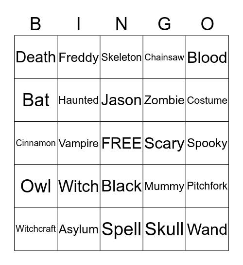 HALLOWEEN Bingo Card