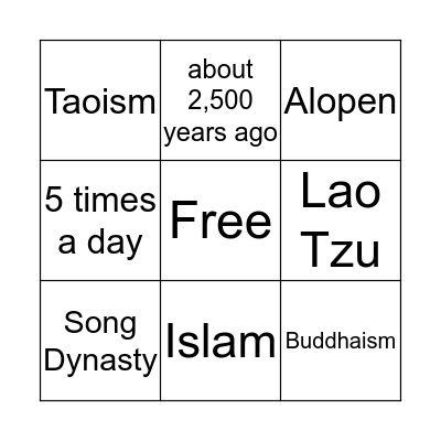 Religions in China Bingo Card