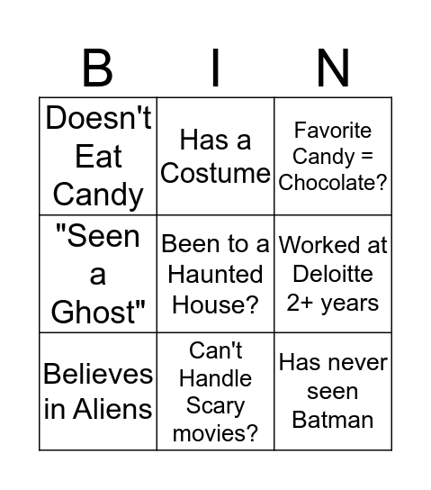 Halloween Community Tree Bingo Card