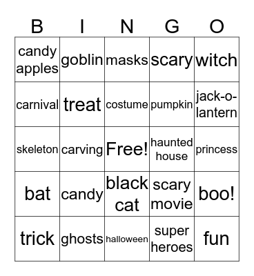 Happy Halloween Bingo Card