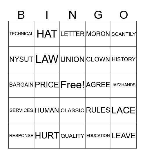 NEGOTIATIONS Bingo Card