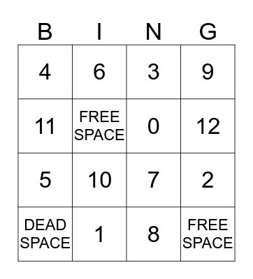 DIVISION BINGO Card