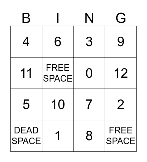 DIVISION BINGO Card