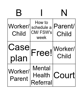 Permanency Shadowing BINGO Card