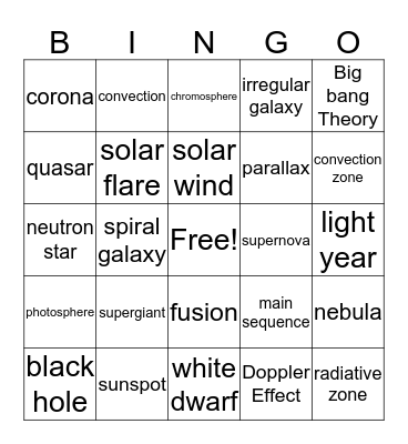 Space Chapter 4 Bingo Card