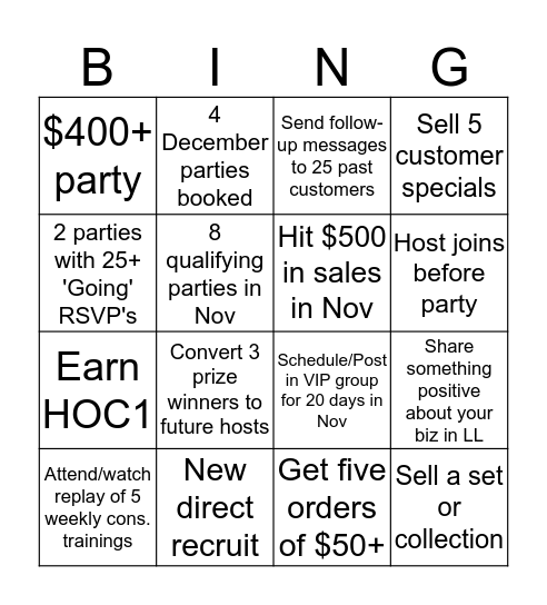 November Bingo! Bingo Card