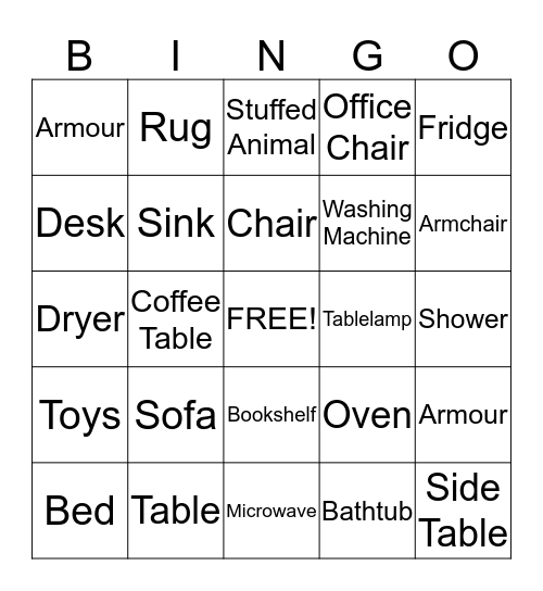 Things found in the house! Bingo Card