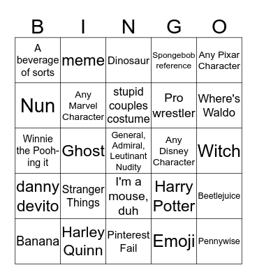 2019 'Aren't you cold?' Halloween Bingo Card