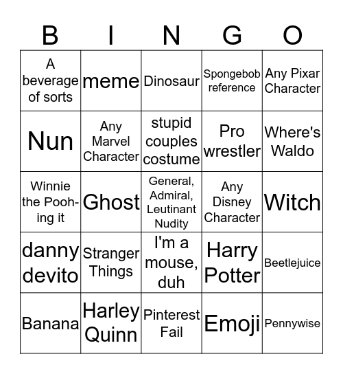 2019 'Aren't you cold?' Halloween Bingo Card