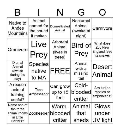 Little Critters meet some Rookies and Beasts! Bingo Card