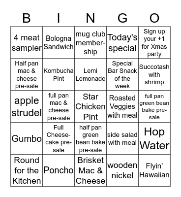Holiday Bingo Card