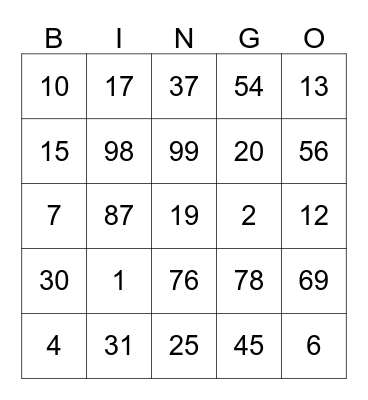 Gracyn-Spanish numbers Bingo Card